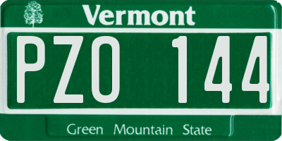 VT license plate PZO144