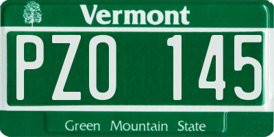 VT license plate PZO145