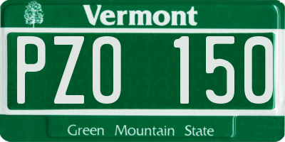 VT license plate PZO150