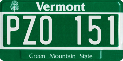 VT license plate PZO151