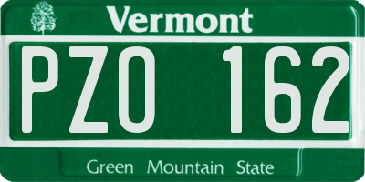 VT license plate PZO162