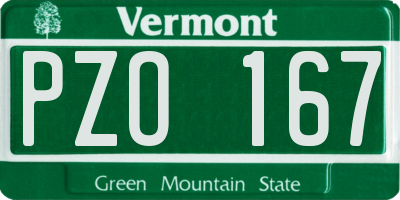 VT license plate PZO167