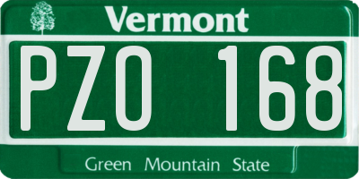VT license plate PZO168