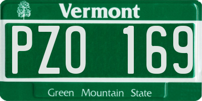VT license plate PZO169