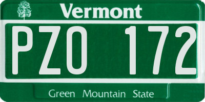 VT license plate PZO172