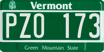 VT license plate PZO173