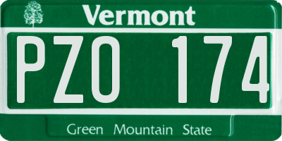 VT license plate PZO174