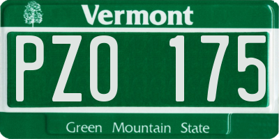 VT license plate PZO175