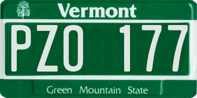 VT license plate PZO177