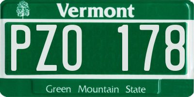VT license plate PZO178