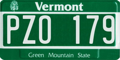 VT license plate PZO179