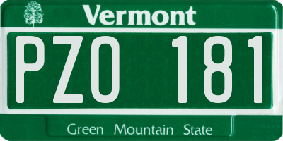VT license plate PZO181