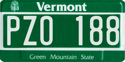 VT license plate PZO188