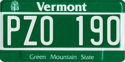 VT license plate PZO190