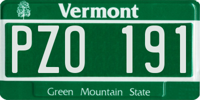 VT license plate PZO191