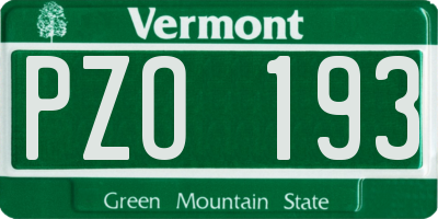 VT license plate PZO193