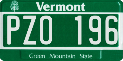 VT license plate PZO196