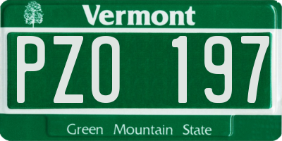 VT license plate PZO197
