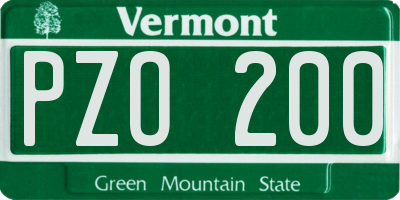 VT license plate PZO200