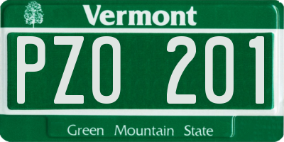 VT license plate PZO201