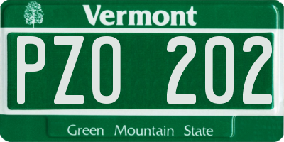 VT license plate PZO202