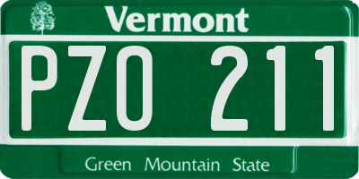 VT license plate PZO211
