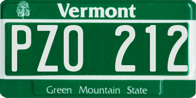 VT license plate PZO212