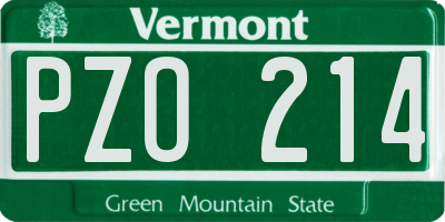 VT license plate PZO214