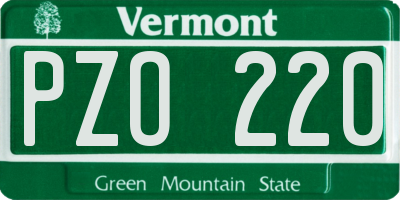 VT license plate PZO220