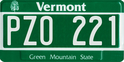 VT license plate PZO221