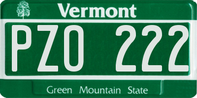 VT license plate PZO222