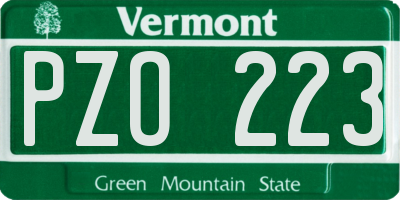VT license plate PZO223