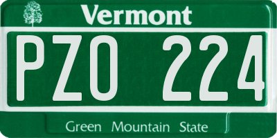 VT license plate PZO224