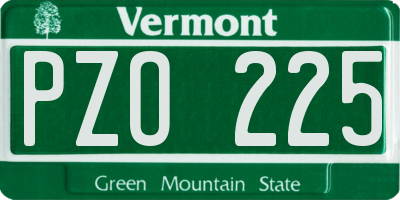 VT license plate PZO225