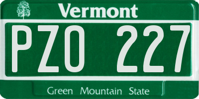 VT license plate PZO227