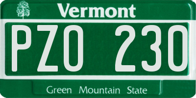 VT license plate PZO230
