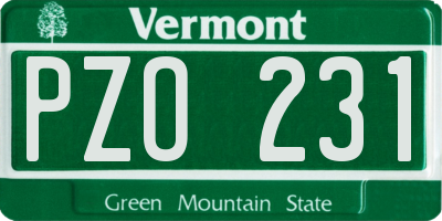 VT license plate PZO231
