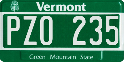 VT license plate PZO235