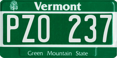 VT license plate PZO237