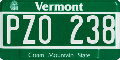VT license plate PZO238