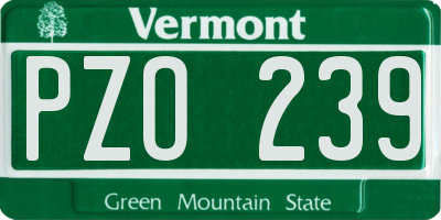 VT license plate PZO239