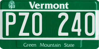 VT license plate PZO240