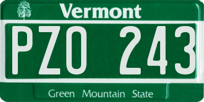 VT license plate PZO243