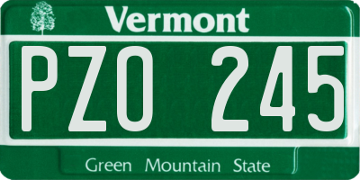 VT license plate PZO245