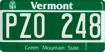VT license plate PZO248