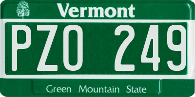 VT license plate PZO249