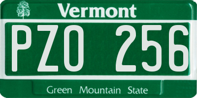VT license plate PZO256