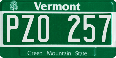 VT license plate PZO257