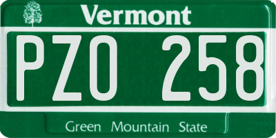 VT license plate PZO258