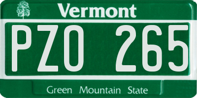 VT license plate PZO265